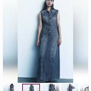 Zara Denim Maxi Dress - Blue